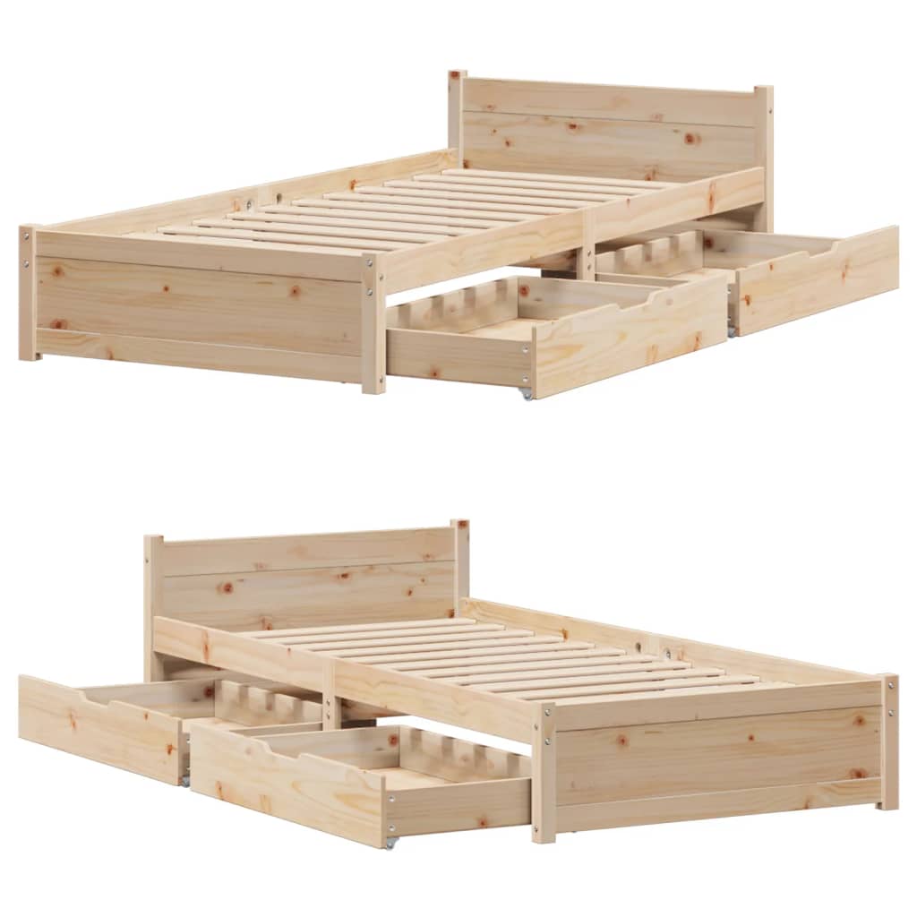 Bed Frame without Mattress 90x200 cm Solid Wood Pine