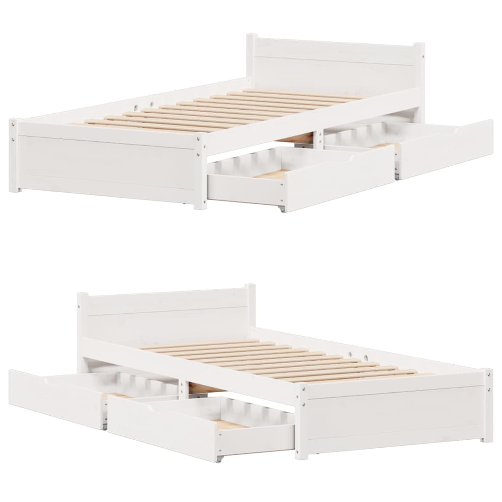 Bed Frame without Mattress White 90x200 cm Solid Wood Pine