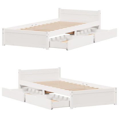 Bed Frame without Mattress White 90x200 cm Solid Wood Pine