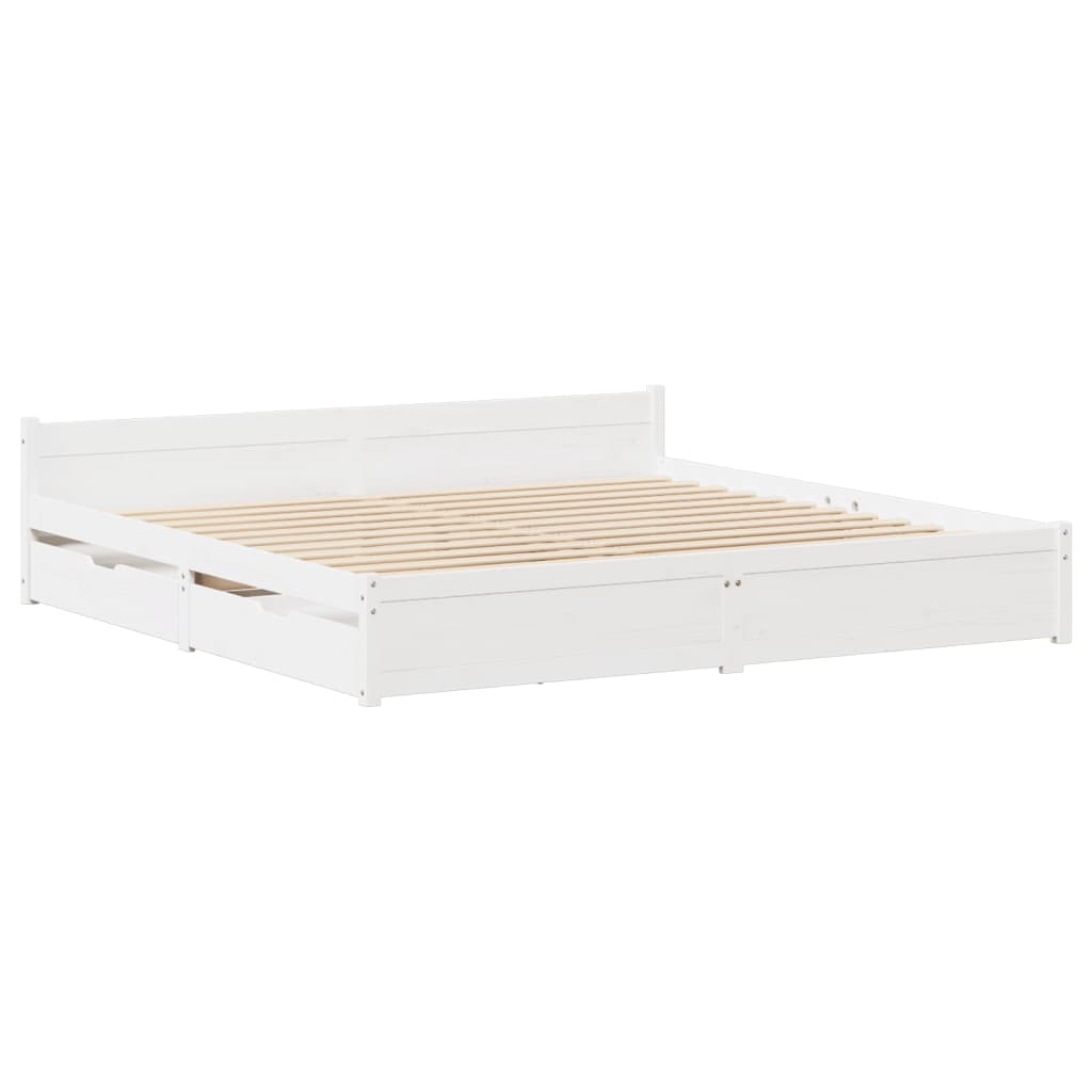 Bed Frame without Mattress White 120x200 cm Solid Wood Pine