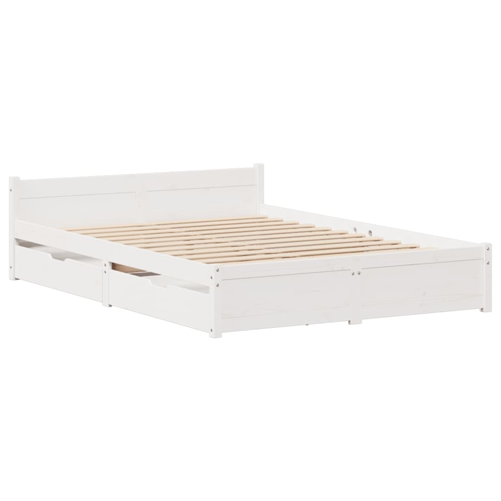 Bed Frame without Mattress White 140x200 cm Solid Wood Pine