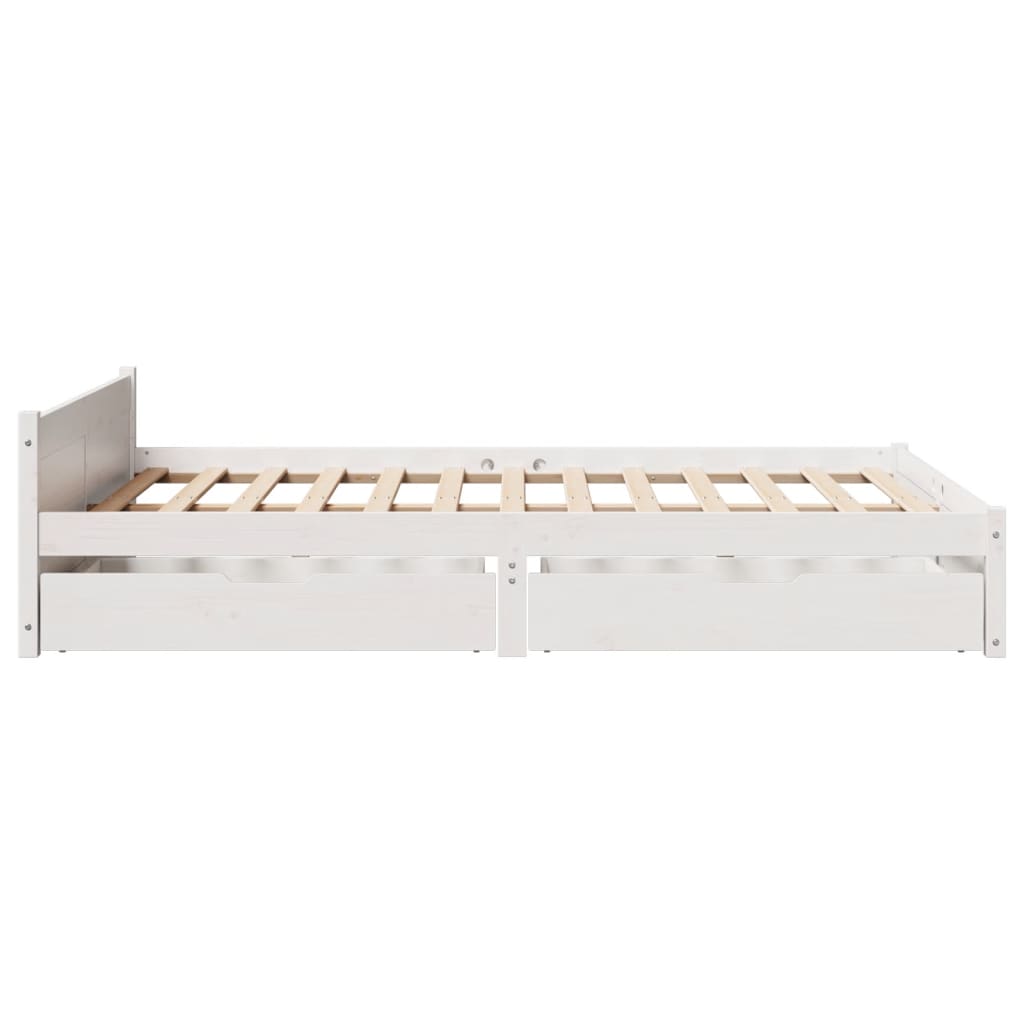 Bed Frame without Mattress White 150x200 cm King Size Solid Wood Pine