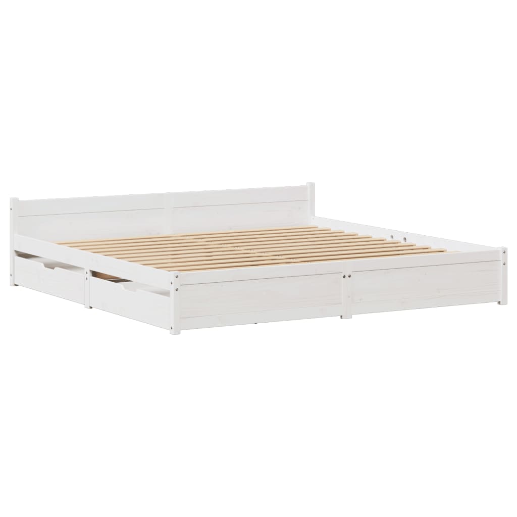 Bed Frame without Mattress White 160x200 cm Solid Wood Pine