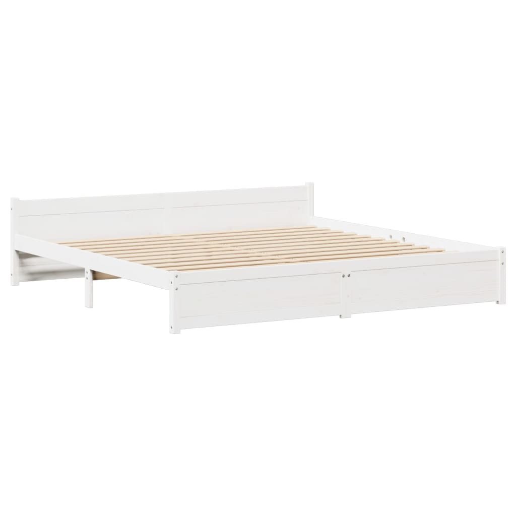 Bed Frame without Mattress White 160x200 cm Solid Wood Pine