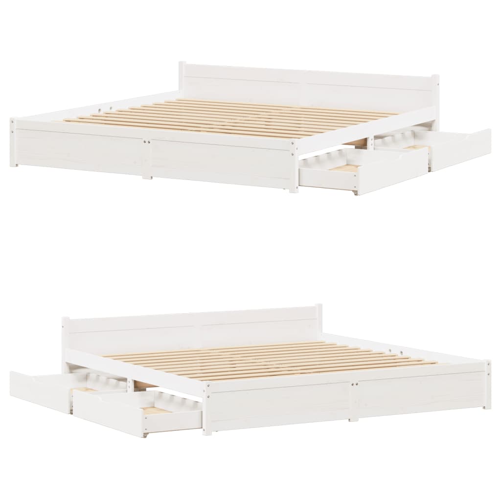 Bed Frame without Mattress White 160x200 cm Solid Wood Pine