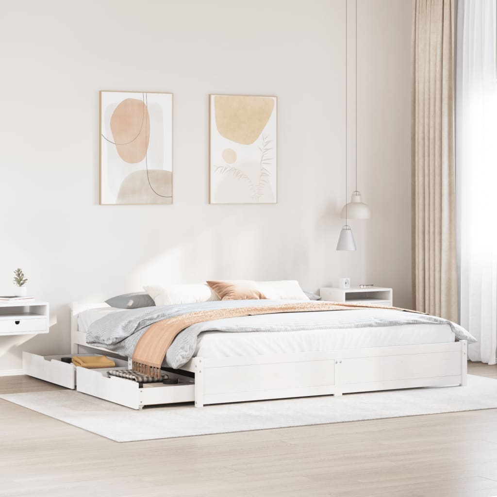 Bed Frame without Mattress White 160x200 cm Solid Wood Pine