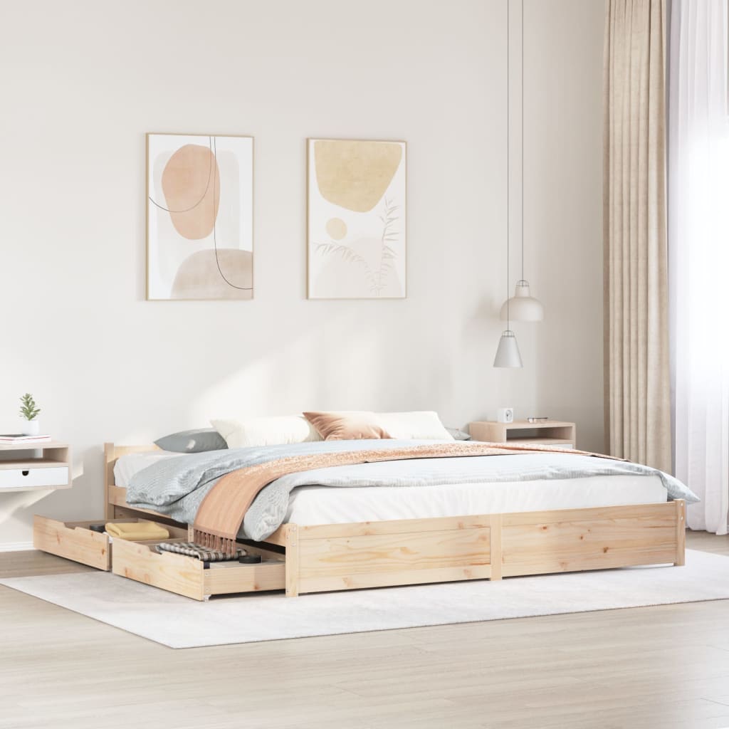 Bed Frame without Mattress 180x200 cm Super King Solid Wood Pine