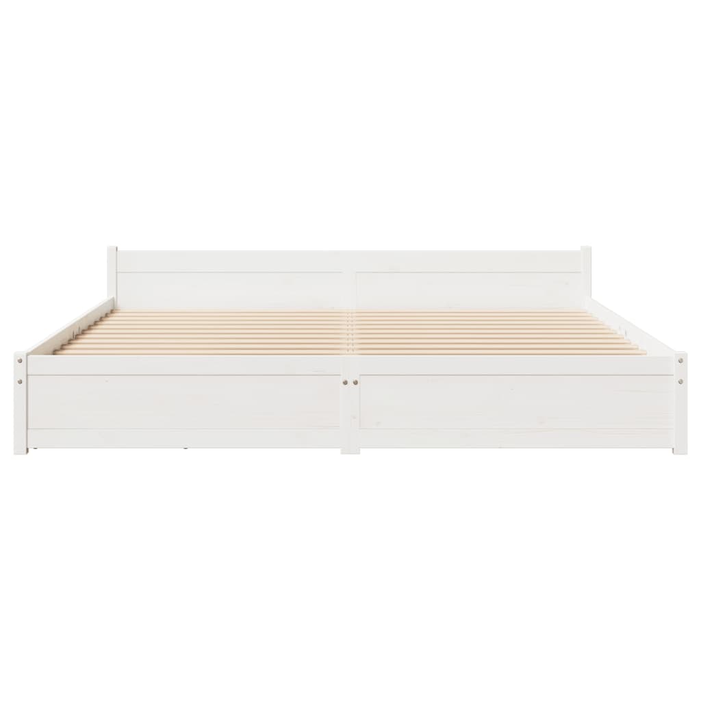 Bed Frame without Mattress White 180x200 cm Super King Solid Wood Pine