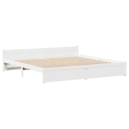 Bed Frame without Mattress White 180x200 cm Super King Solid Wood Pine