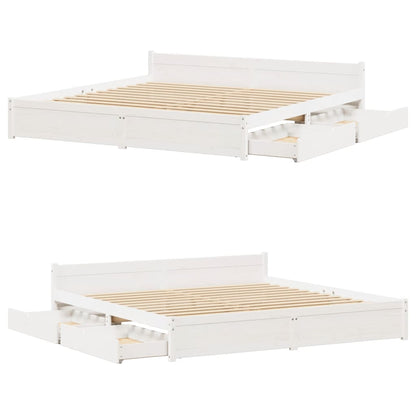 Bed Frame without Mattress White 180x200 cm Super King Solid Wood Pine