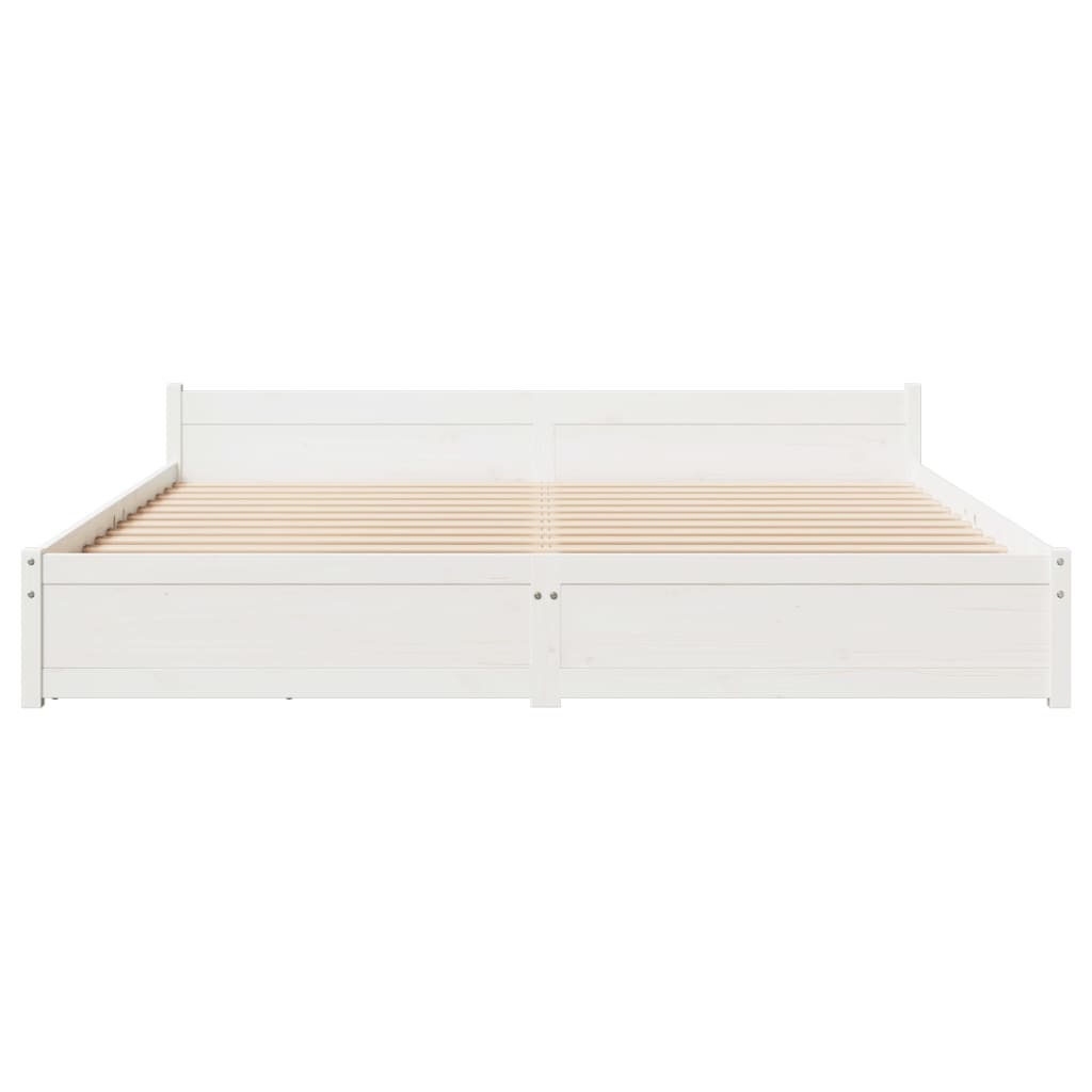 Bed Frame without Mattress White 200x200 cm Solid Wood Pine