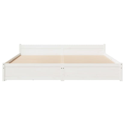 Bed Frame without Mattress White 200x200 cm Solid Wood Pine