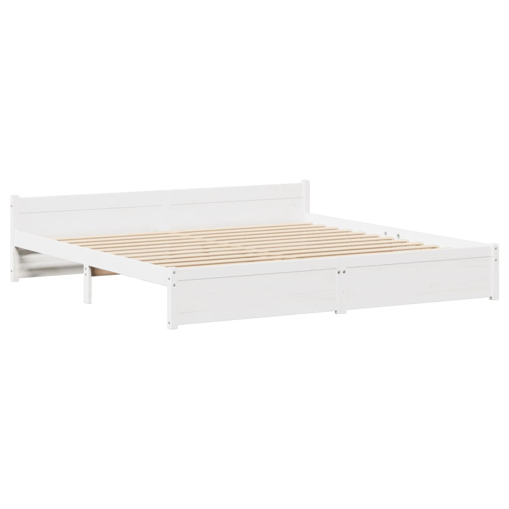 Bed Frame without Mattress White 200x200 cm Solid Wood Pine