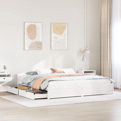 Bed Frame without Mattress White 200x200 cm Solid Wood Pine