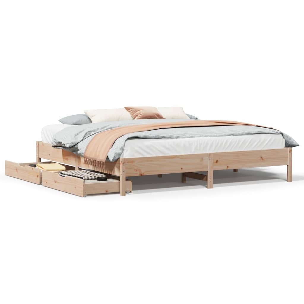 Bed Frame without Mattress 200x200 cm Solid Wood Pine