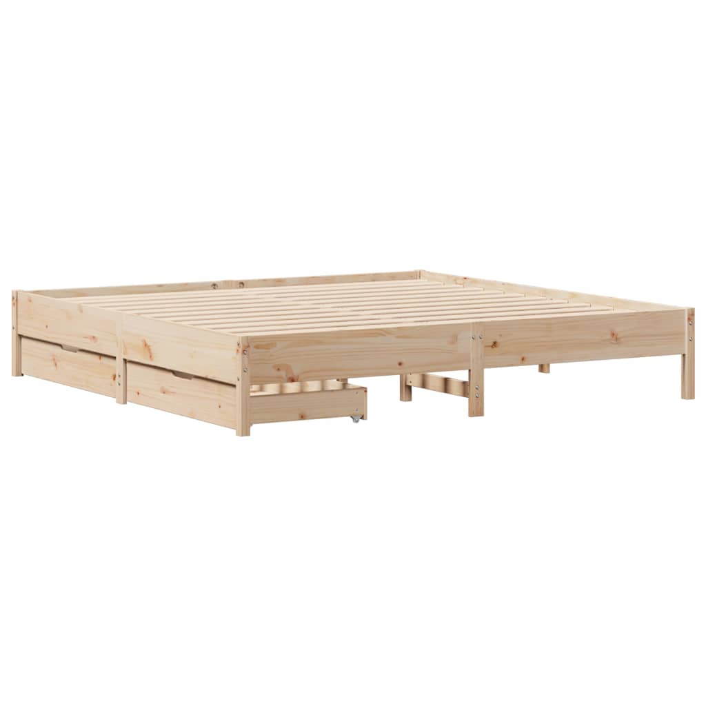 Bed Frame without Mattress 200x200 cm Solid Wood Pine