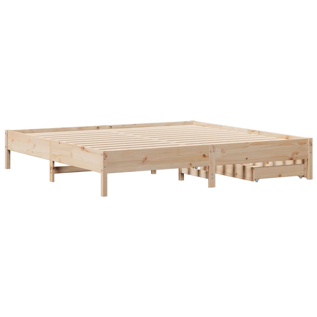 Bed Frame without Mattress 200x200 cm Solid Wood Pine