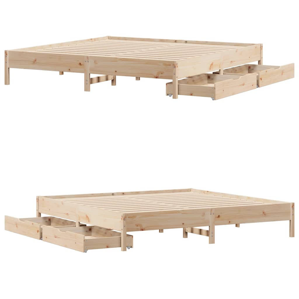 Bed Frame without Mattress 200x200 cm Solid Wood Pine