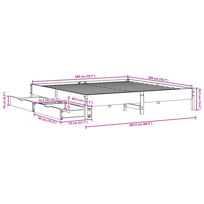 Bed Frame without Mattress 200x200 cm Solid Wood Pine