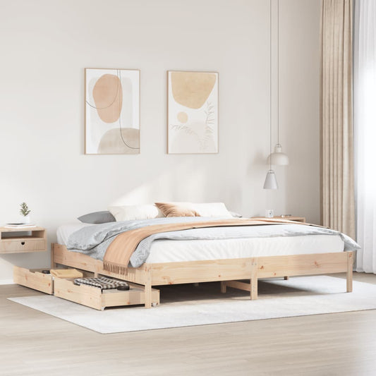 Bed Frame without Mattress 200x200 cm Solid Wood Pine