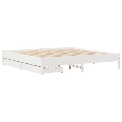 Bed Frame without Mattress White 200x200 cm Solid Wood Pine