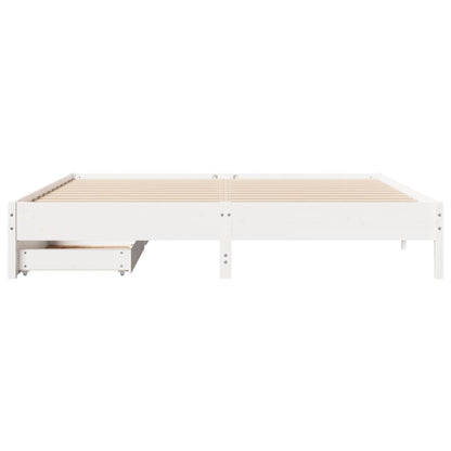 Bed Frame without Mattress White 200x200 cm Solid Wood Pine