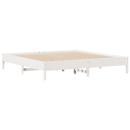 Bed Frame without Mattress White 200x200 cm Solid Wood Pine