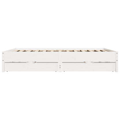 Bed Frame without Mattress White 200x200 cm Solid Wood Pine