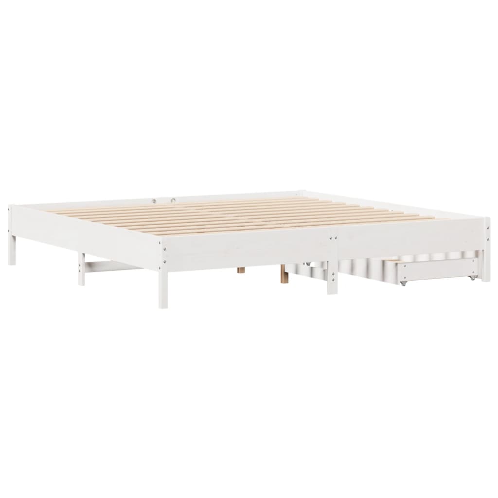 Bed Frame without Mattress White 200x200 cm Solid Wood Pine