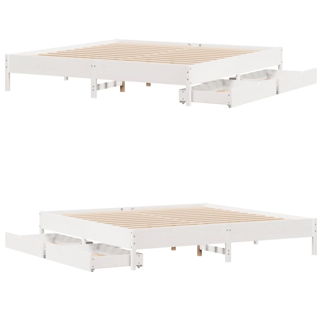 Bed Frame without Mattress White 200x200 cm Solid Wood Pine