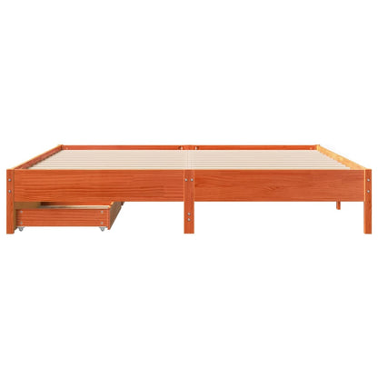 Bed Frame without Mattress Wax Brown 200x200 cm Solid Wood Pine