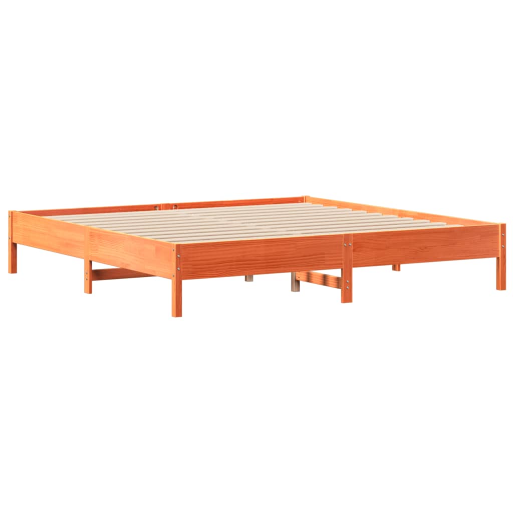 Bed Frame without Mattress Wax Brown 200x200 cm Solid Wood Pine