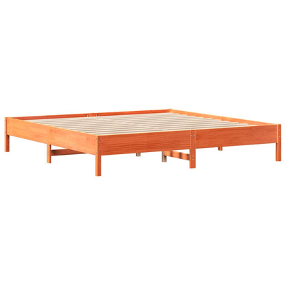 Bed Frame without Mattress Wax Brown 200x200 cm Solid Wood Pine