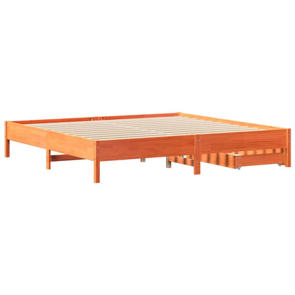 Bed Frame without Mattress Wax Brown 200x200 cm Solid Wood Pine