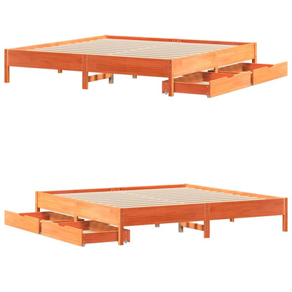 Bed Frame without Mattress Wax Brown 200x200 cm Solid Wood Pine