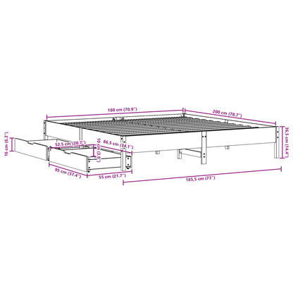 Bed Frame without Mattress 180x200 cm Super King Solid Wood Pine