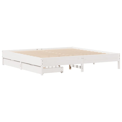 Bed Frame without Mattress White 180x200 cm Super King Solid Wood Pine