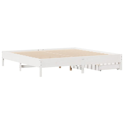 Bed Frame without Mattress White 180x200 cm Super King Solid Wood Pine