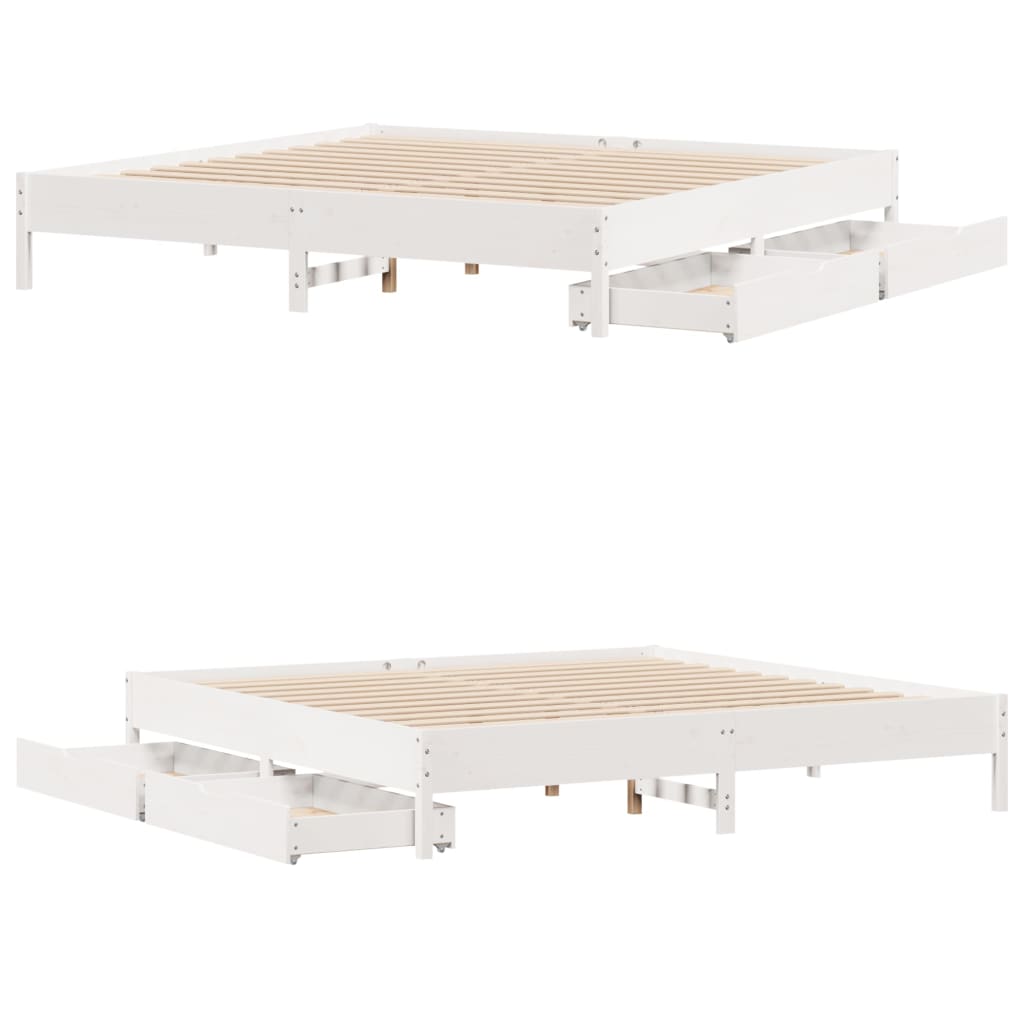 Bed Frame without Mattress White 180x200 cm Super King Solid Wood Pine