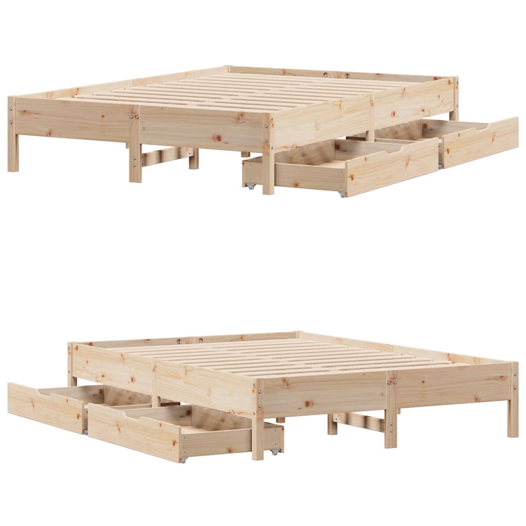 Bed Frame without Mattress 160x200 cm Solid Wood Pine