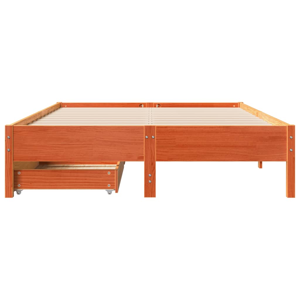 Bed Frame without Mattress Wax Brown 160x200 cm Solid Wood Pine