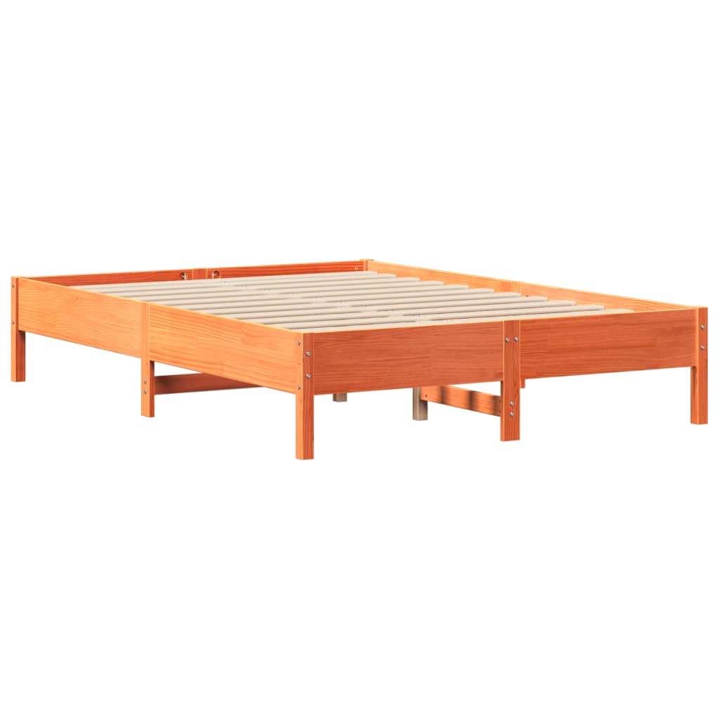 Bed Frame without Mattress Wax Brown 160x200 cm Solid Wood Pine