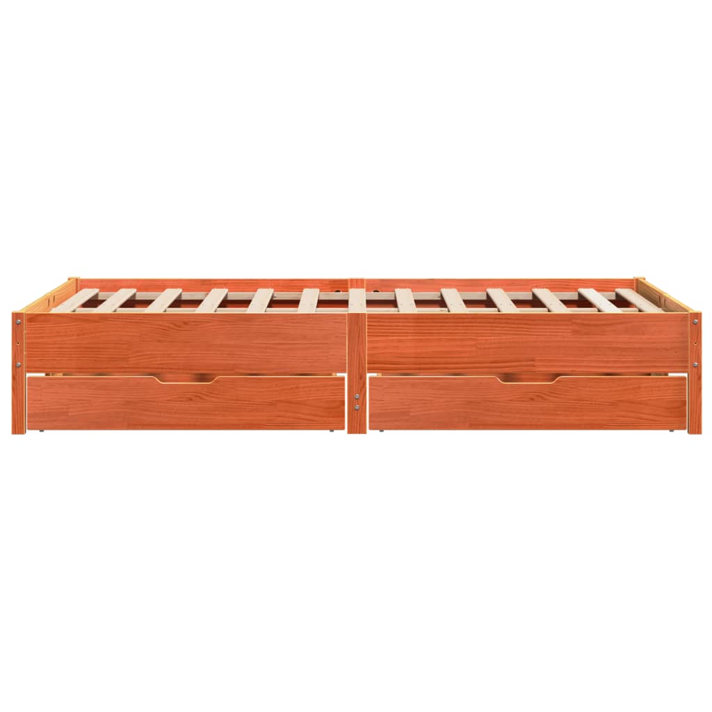 Bed Frame without Mattress Wax Brown 160x200 cm Solid Wood Pine