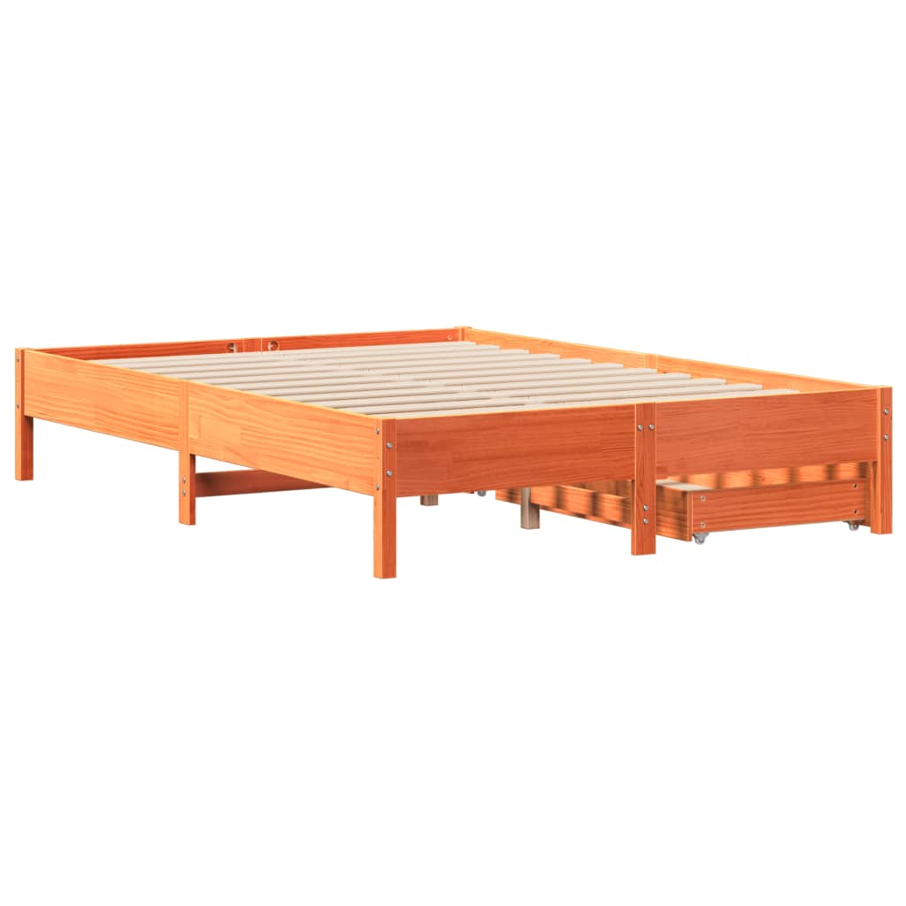 Bed Frame without Mattress Wax Brown 160x200 cm Solid Wood Pine