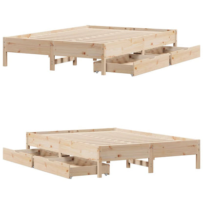 Bed Frame without Mattress 150x200 cm King Size Solid Wood Pine