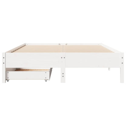 Bed Frame without Mattress White 150x200 cm King Size Solid Wood Pine