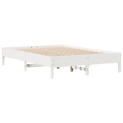 Bed Frame without Mattress White 150x200 cm King Size Solid Wood Pine