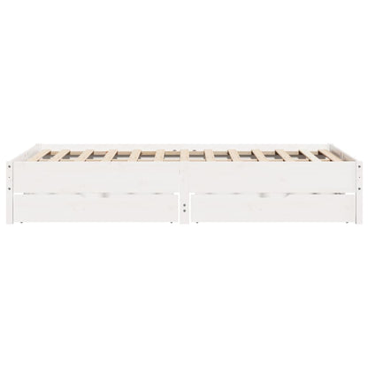 Bed Frame without Mattress White 150x200 cm King Size Solid Wood Pine