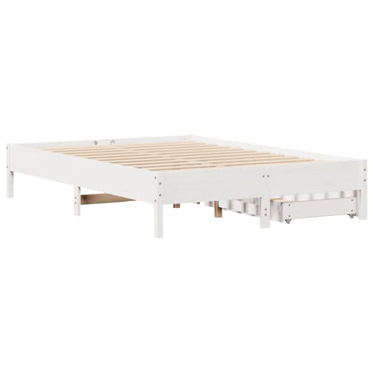 Bed Frame without Mattress White 150x200 cm King Size Solid Wood Pine