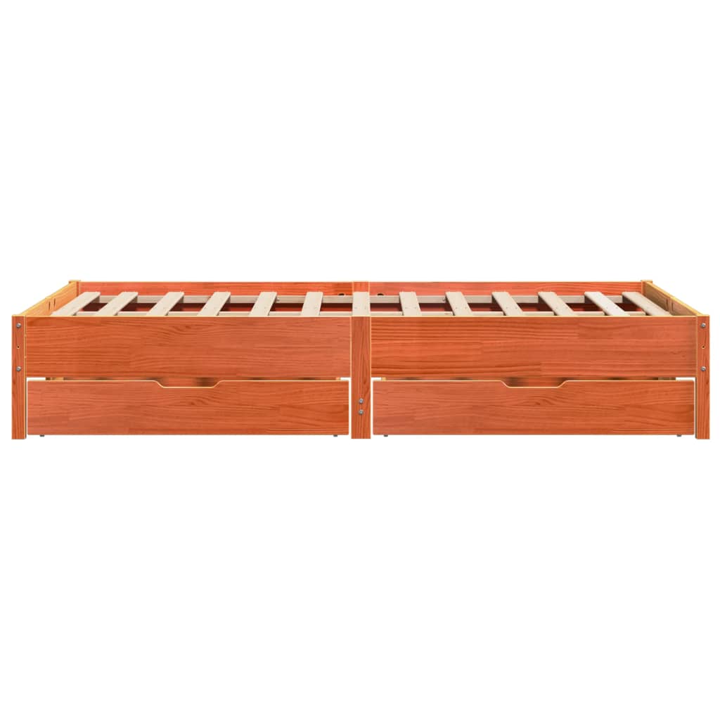 Bed Frame without Mattress Wax Brown 150x200 cm King Size Solid Wood Pine